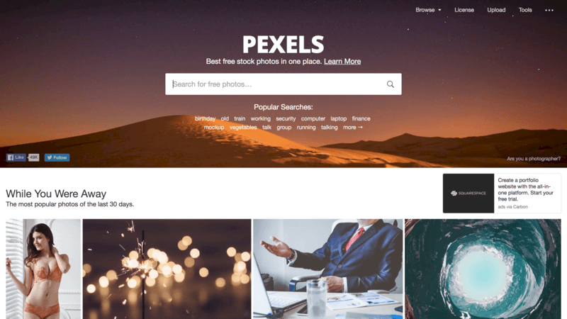 Pexels website