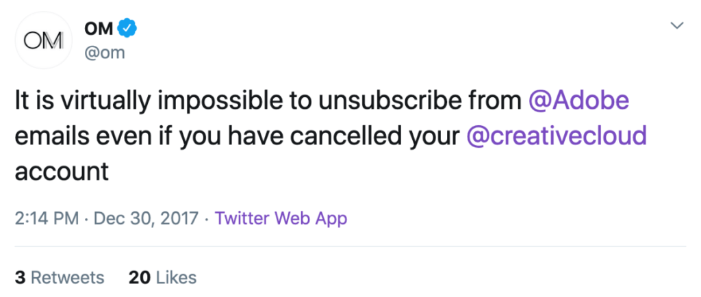 Unsubscribe from Adobe