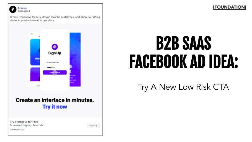 B2B SaaS Facebook Ads low risk CTA