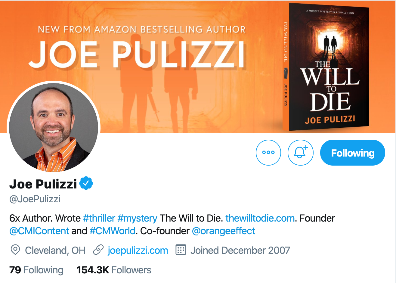 Joe Pulizzi. Content marketing expert to follow on twitter