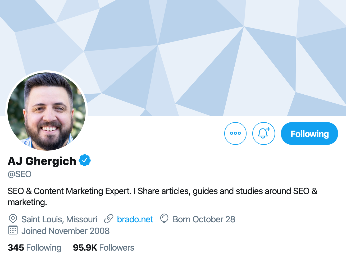 AJ Ghergich. SEO expert to follow on twitter