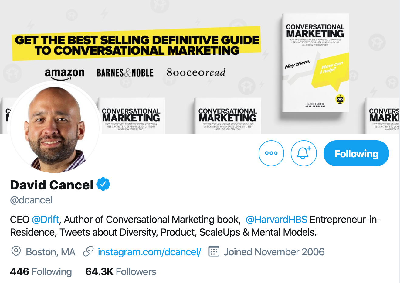 David Cancel. Marketer to follow on twitter