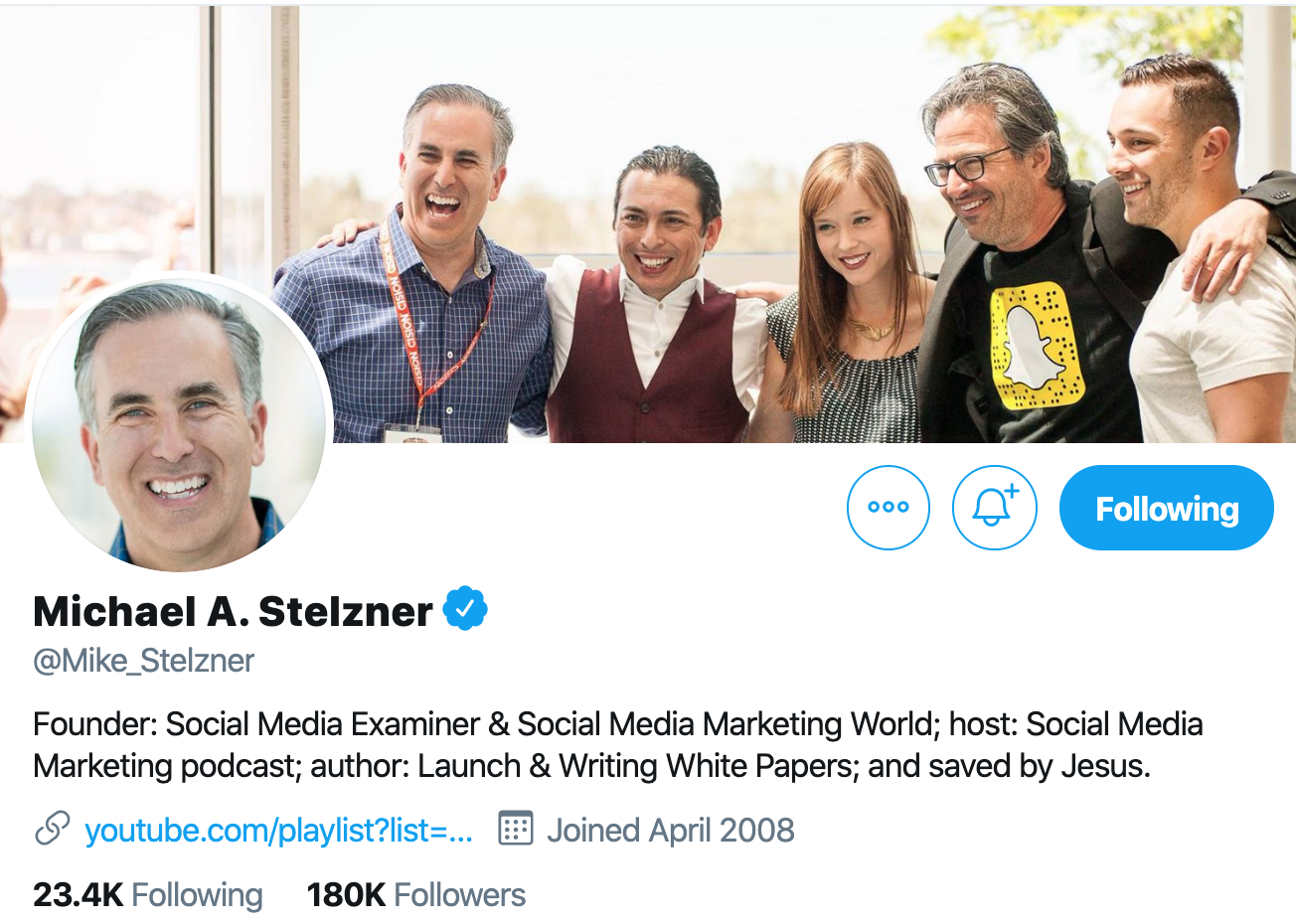 Michael Stelzner. Social media marketer to follow on twitter