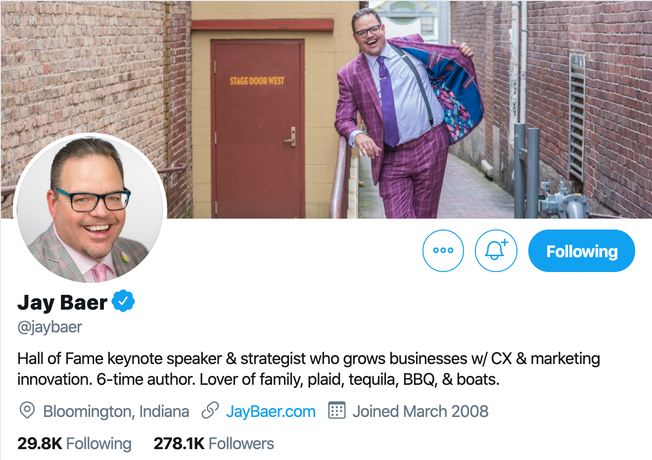 Jay Baer. Marketer to follow on twitter.