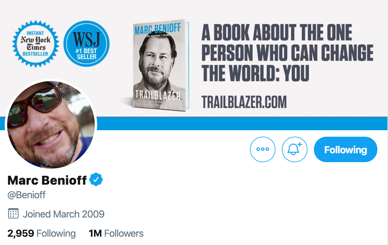 Marc Benioff. SaaS expert to follow on twitter