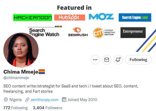 Chima Mmeje. Nigerian marketer on twitter