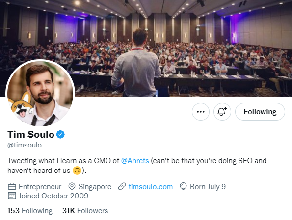 Tim Suolo. Top SEO marketer to follow on twitter