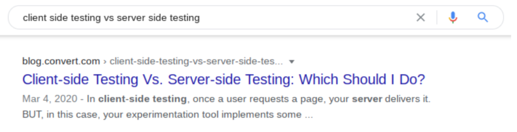Client vs server testing