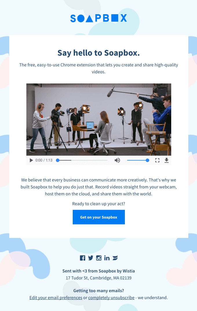 Soapbox using video in an email campaign