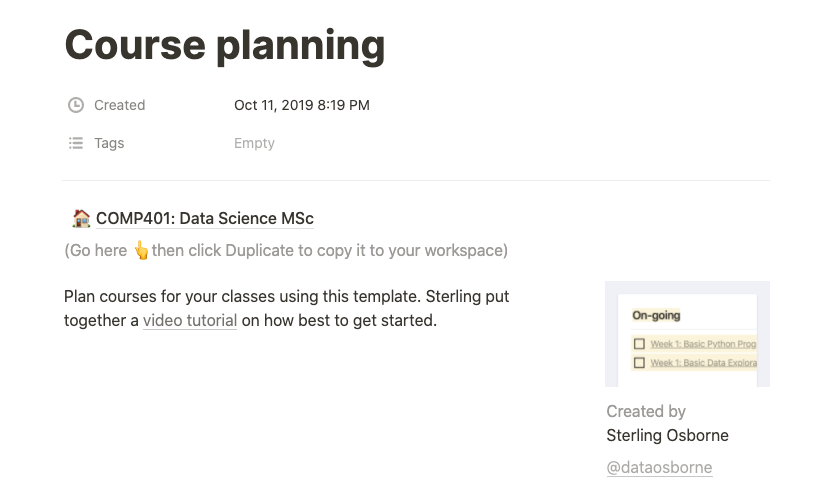 course planning template