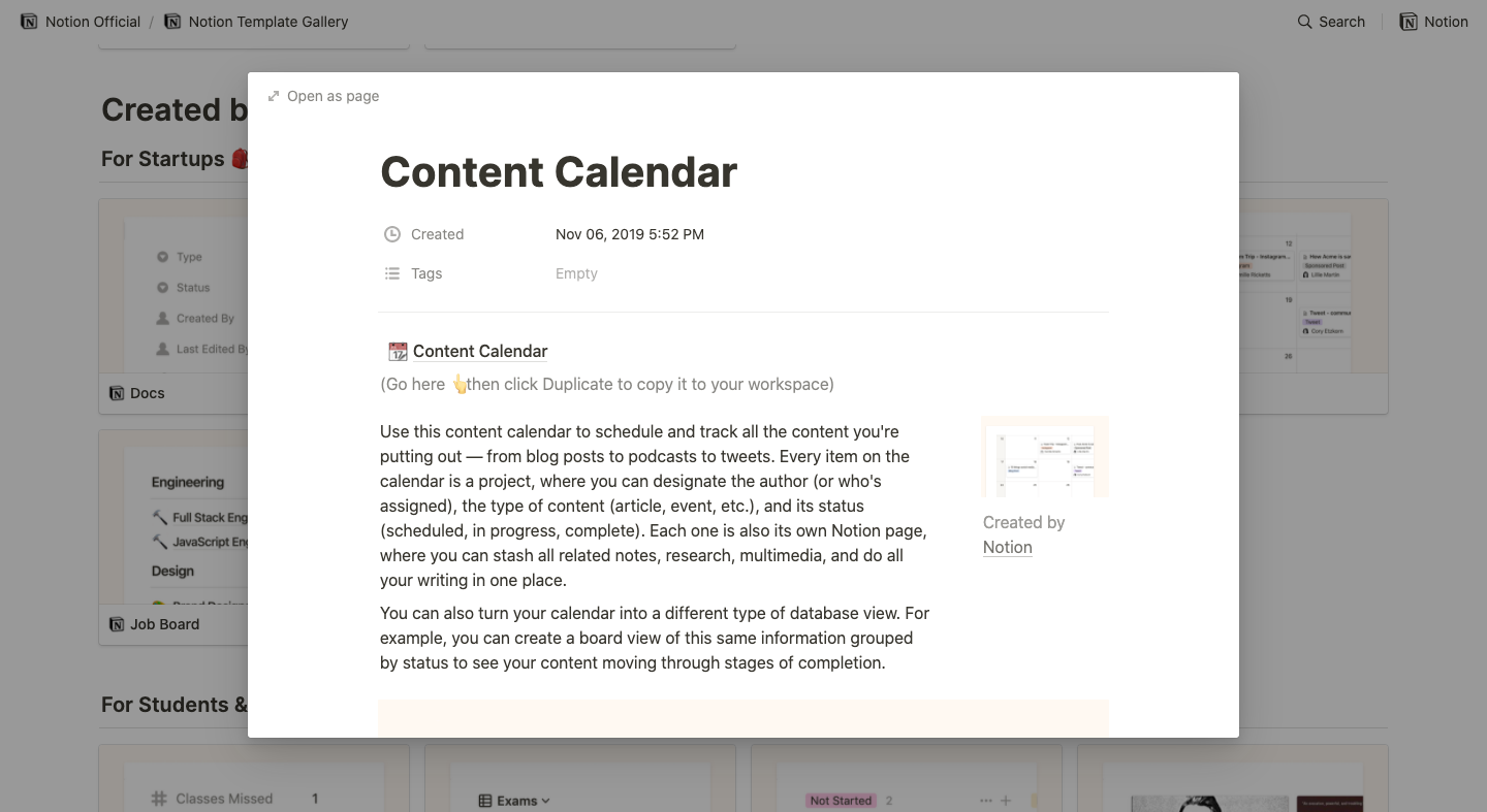 content calendar template