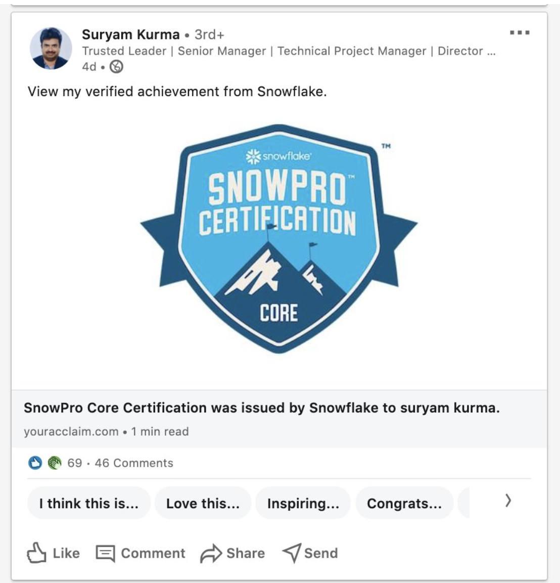Snowflake LinkedIn Certificate