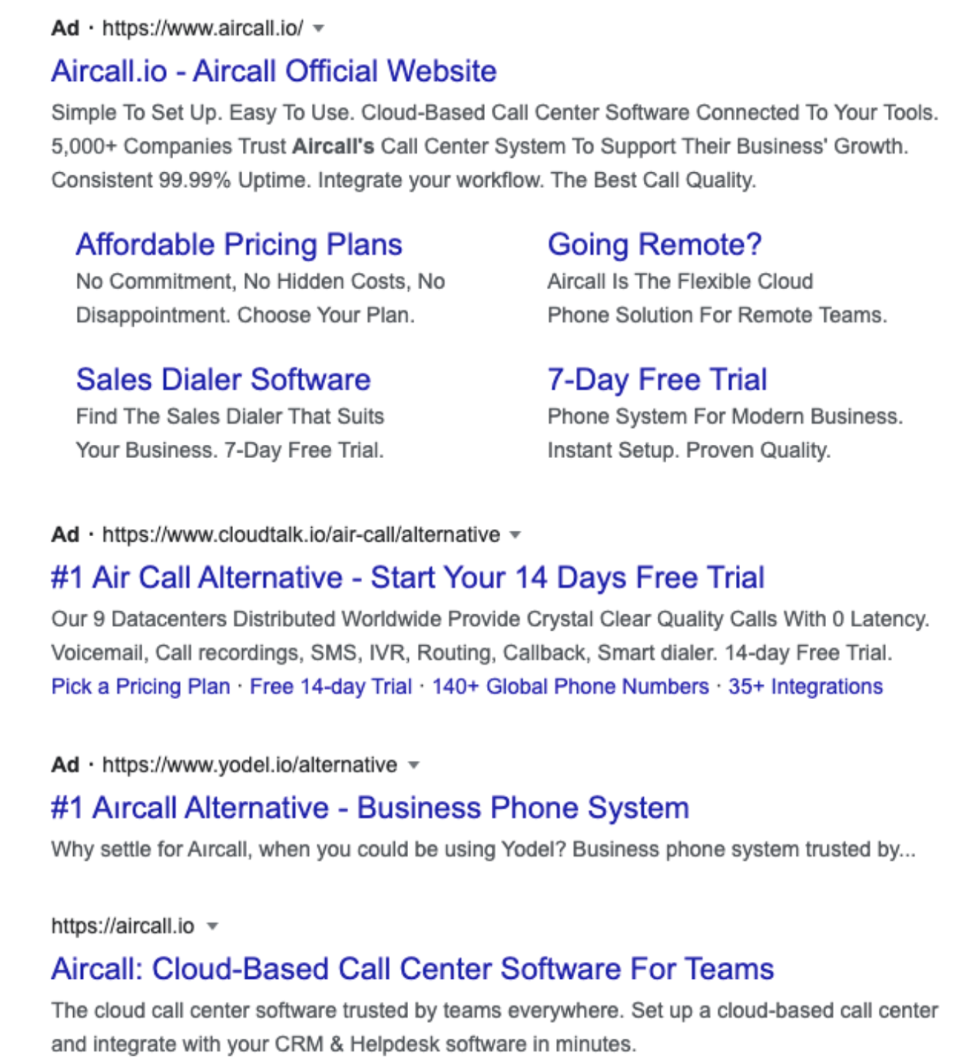 Aircall Google Search Results