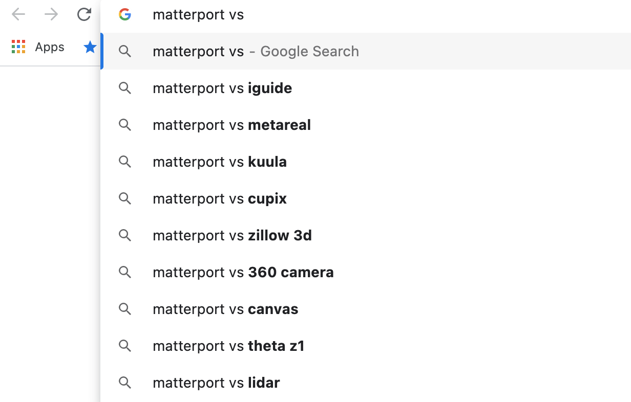 Search results for matterport vs