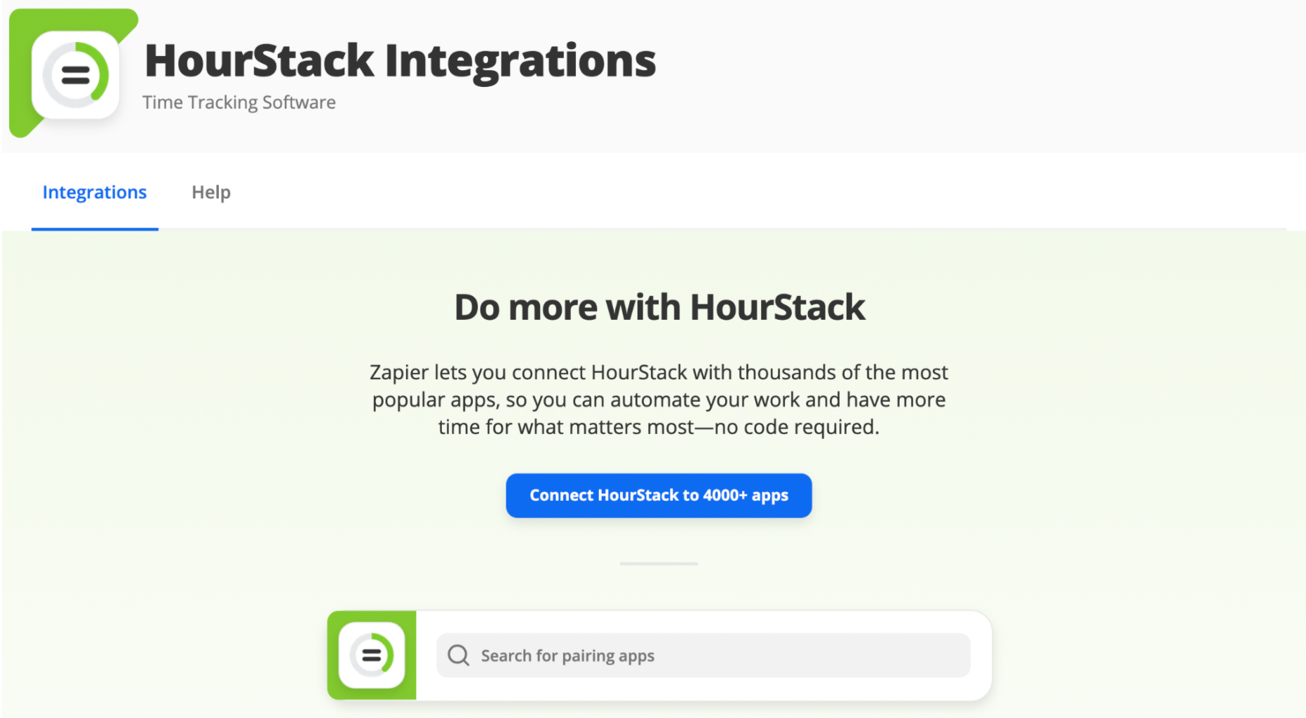 Hourstack Integration Landing Page