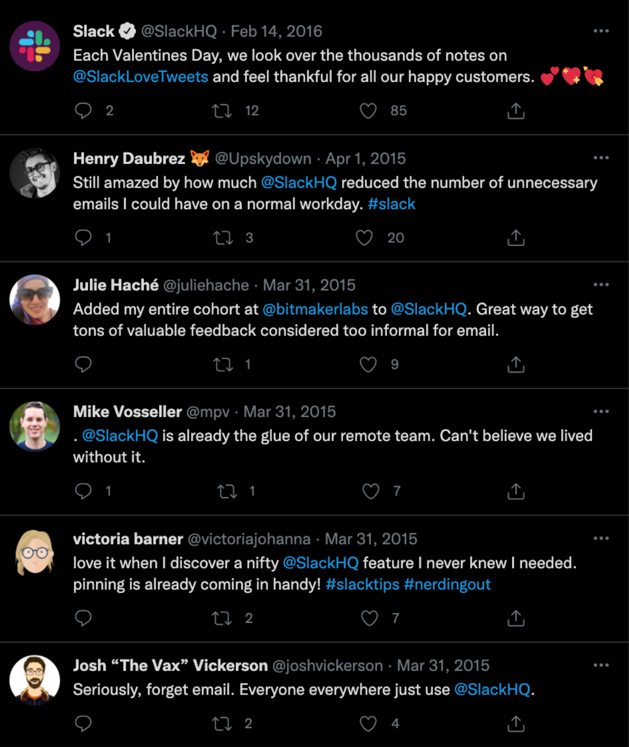 Slack Twitter Reviews and Social Proof