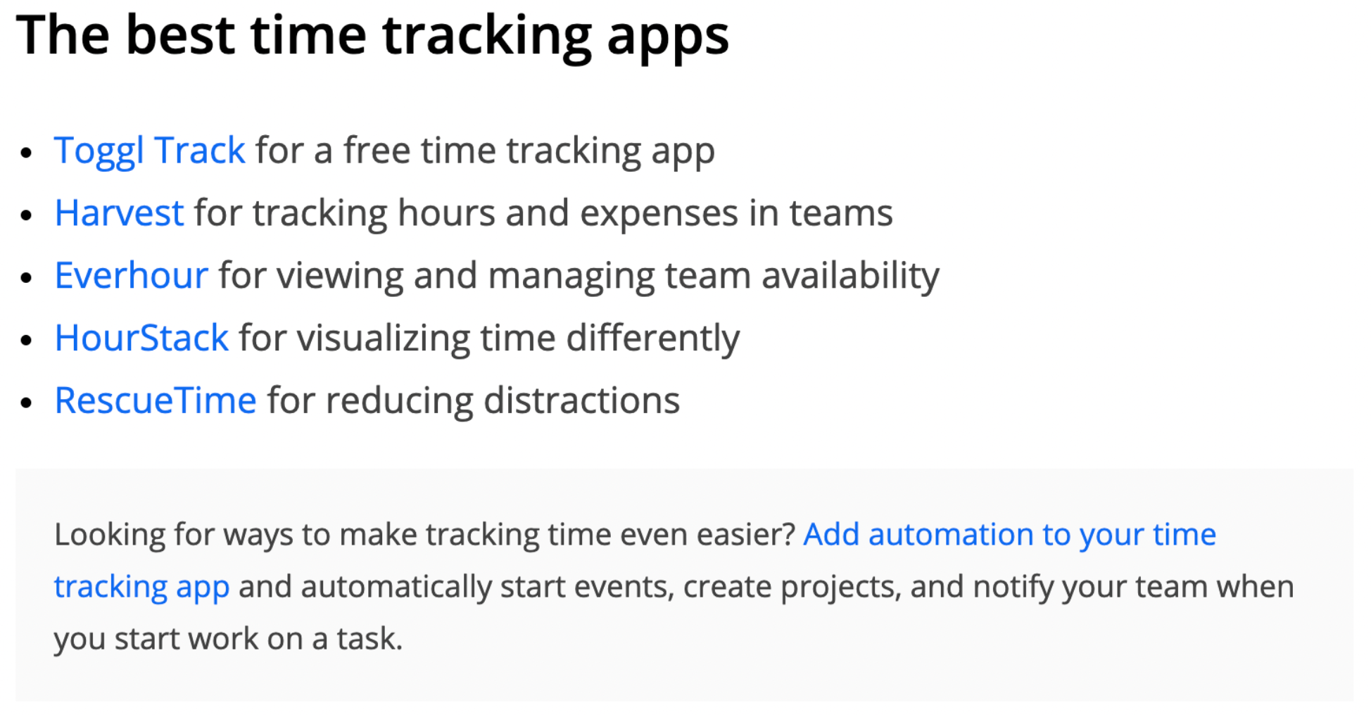 Time Tracking App Listicle Target Keywords