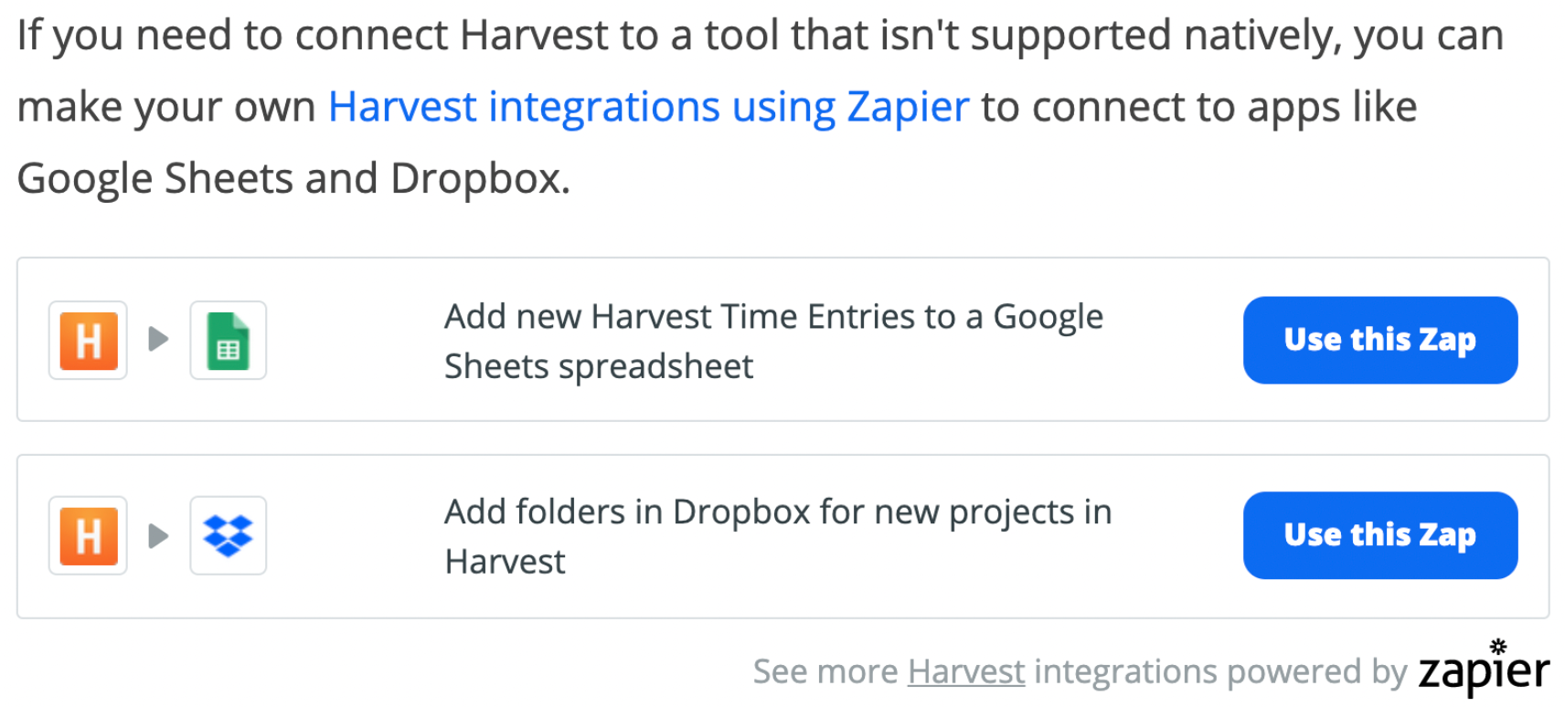 Zapier Harvest Integration