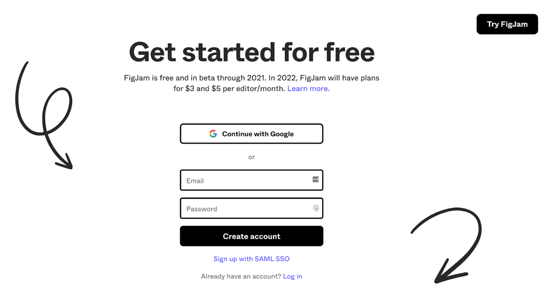 Figma Pricing Transparency Sign Up Page