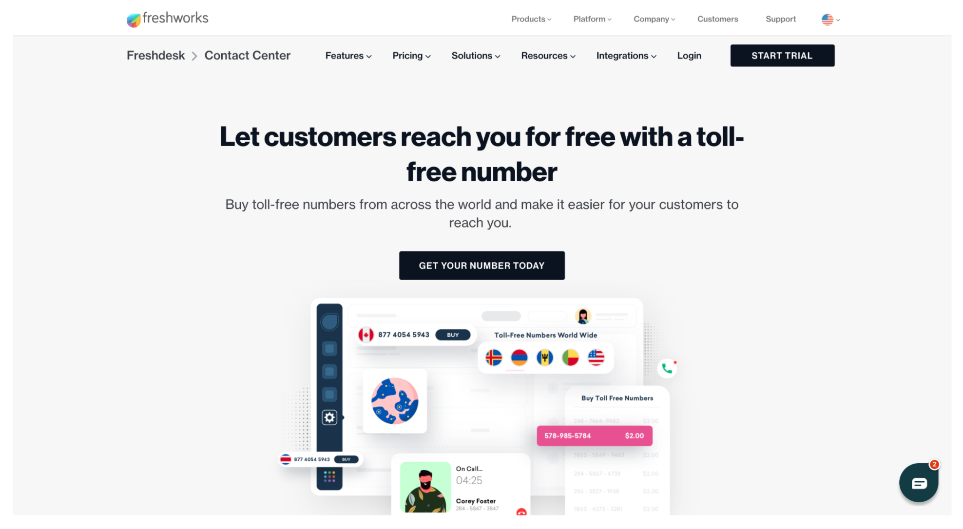 Freshworks Toll-Free Number Page