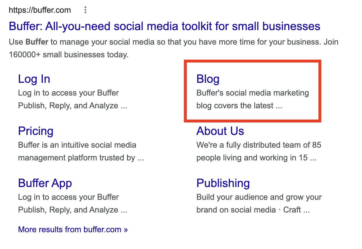 how buffer appears in Google search