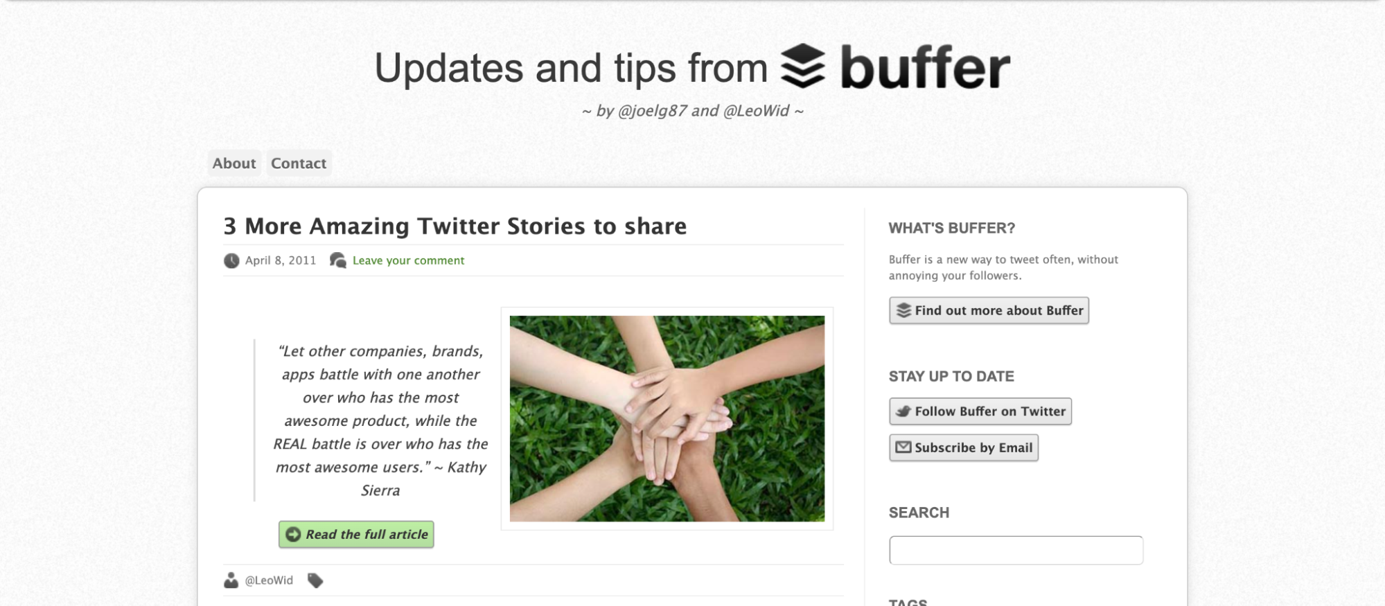 Buffer's old blog