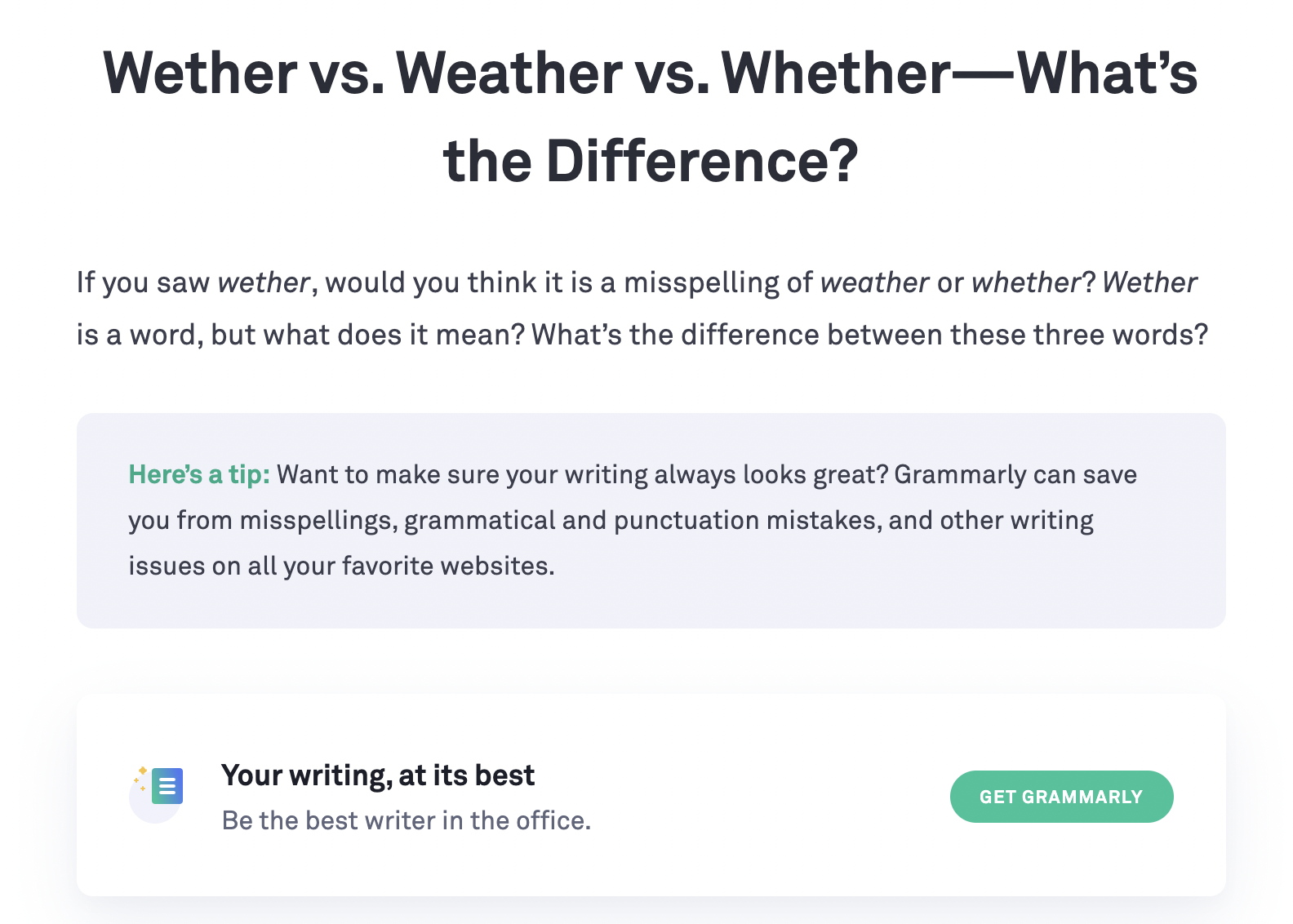 Wether vs. Weather vs. Whether—What's the Difference?