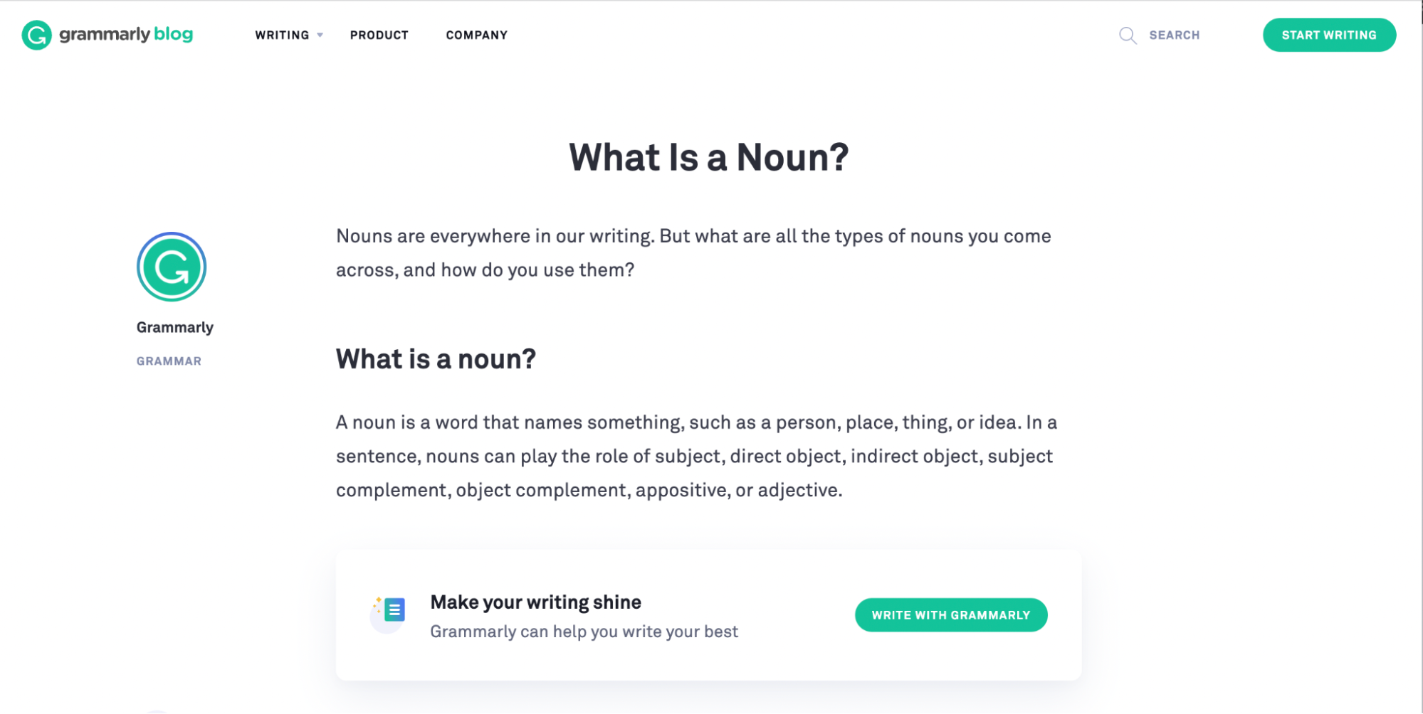 Grammarly blog What Is a Noun