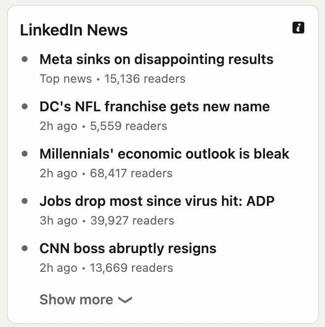LinkedIn News box