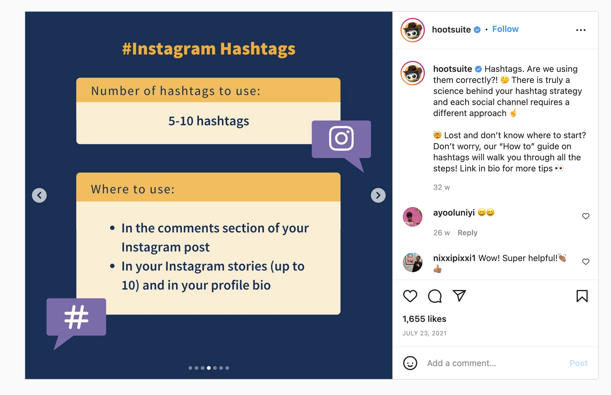 Instagram carousel on hashtag strategies