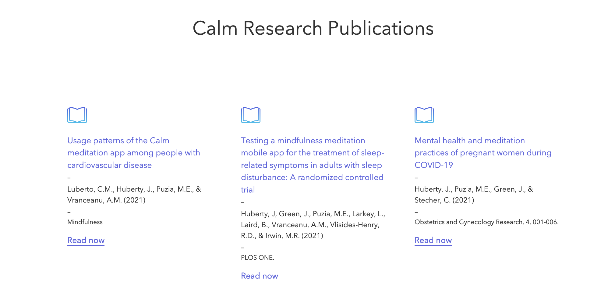 Research Publications for Calm