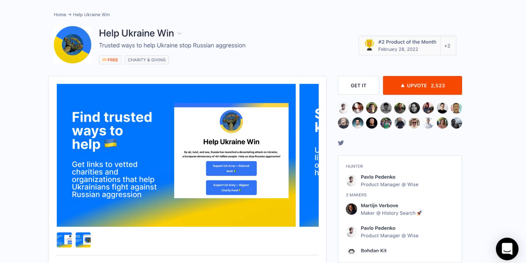 Wise's Help Ukraine Win product on Product Hunt