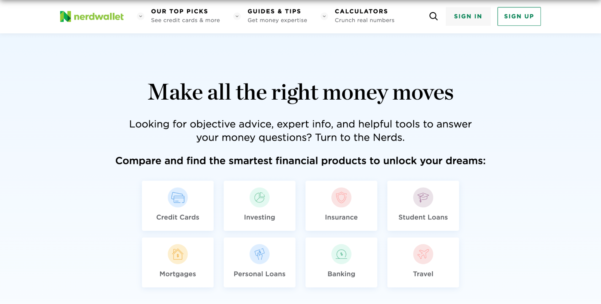 NerdWallet's home page