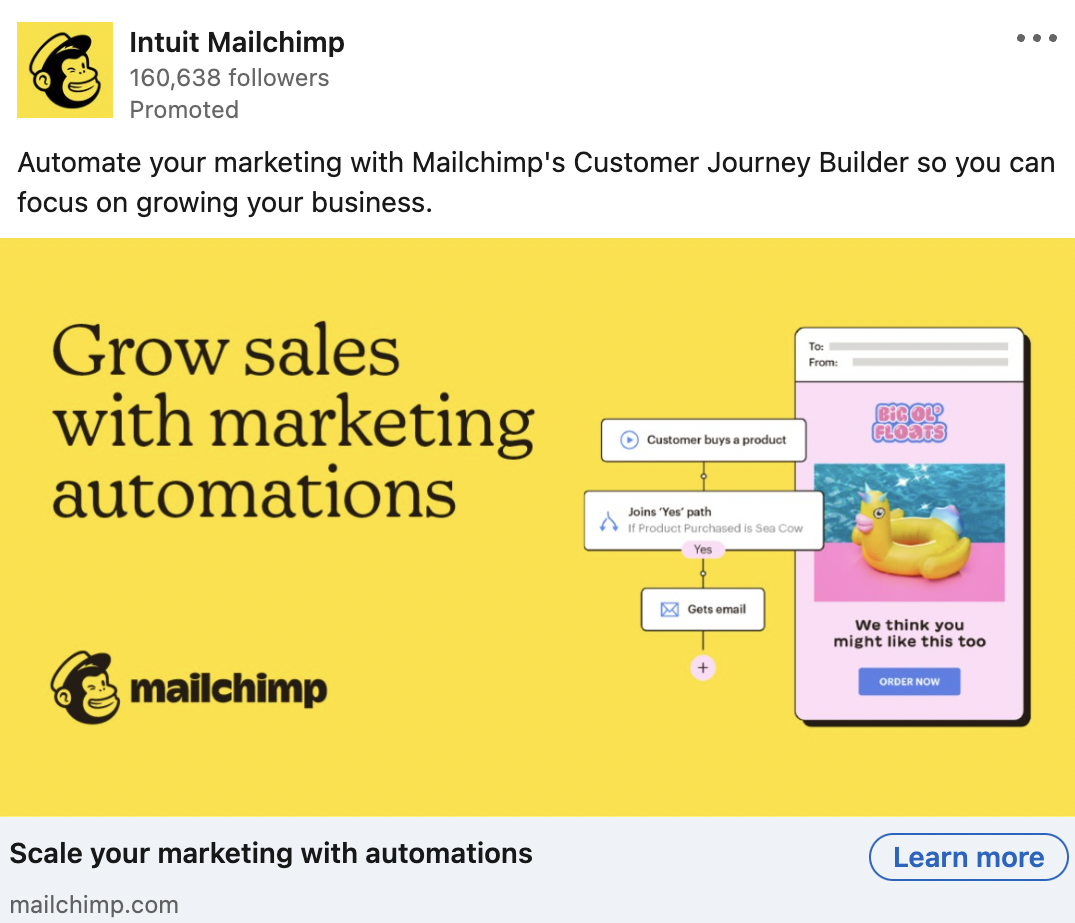 LinkedIn ad for Mailchimp