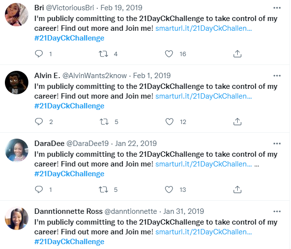 tweets about Career Karma's 12 day challenge