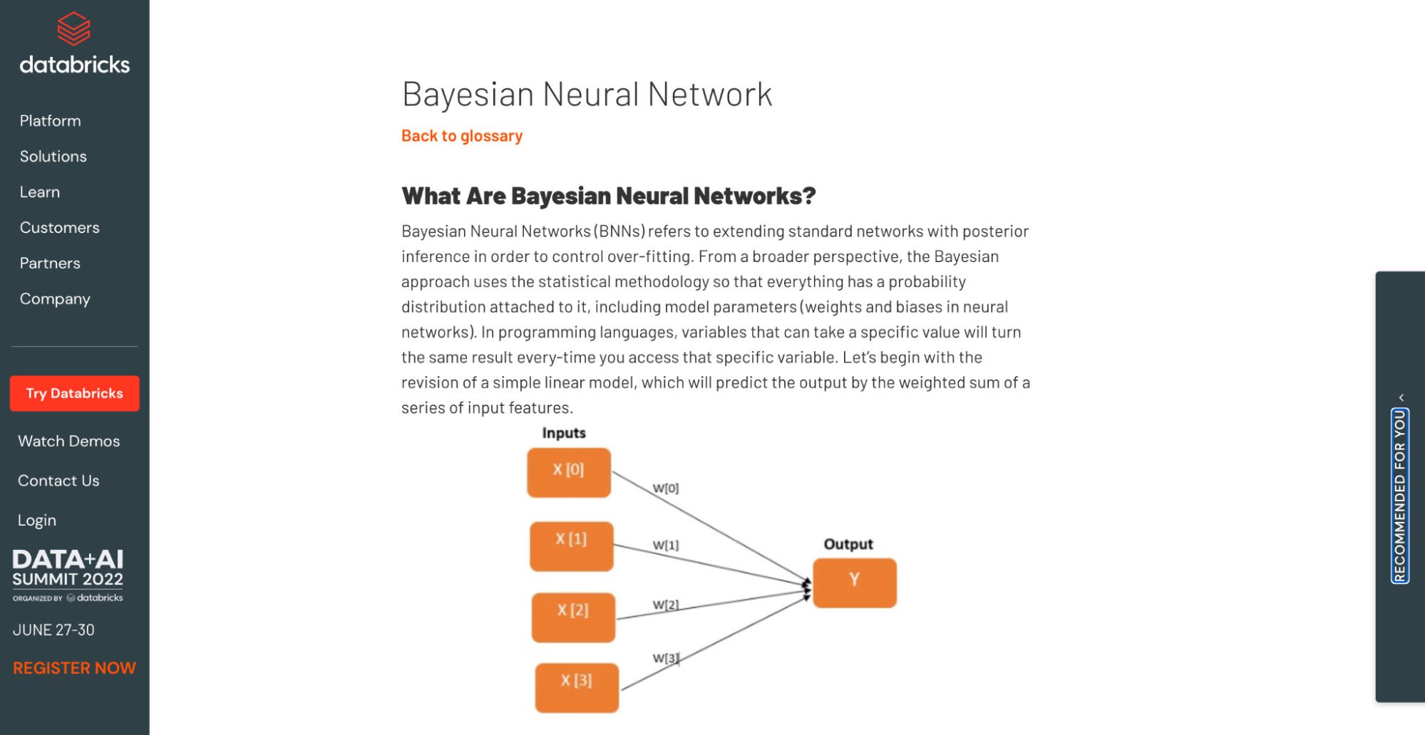 Databricks glossary entry for Bayesian Neural Network