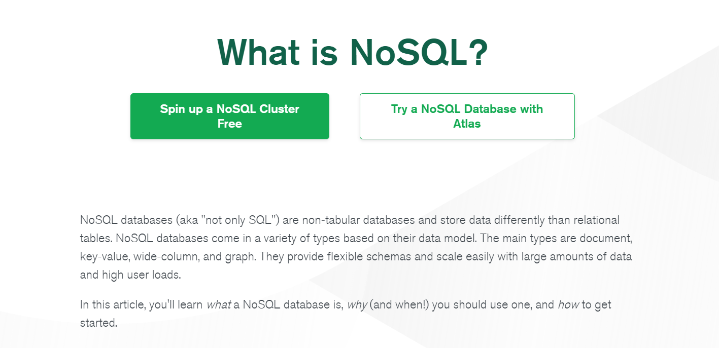 MongoDB NoSQL Page