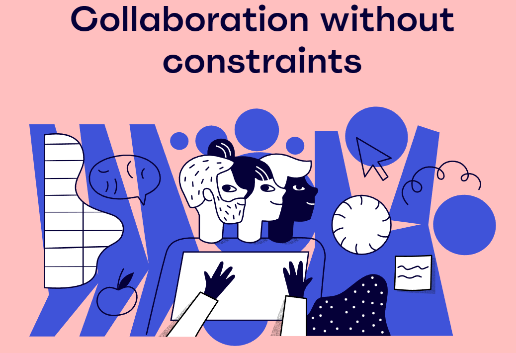 Miro graphic for "collaboration without constraints"