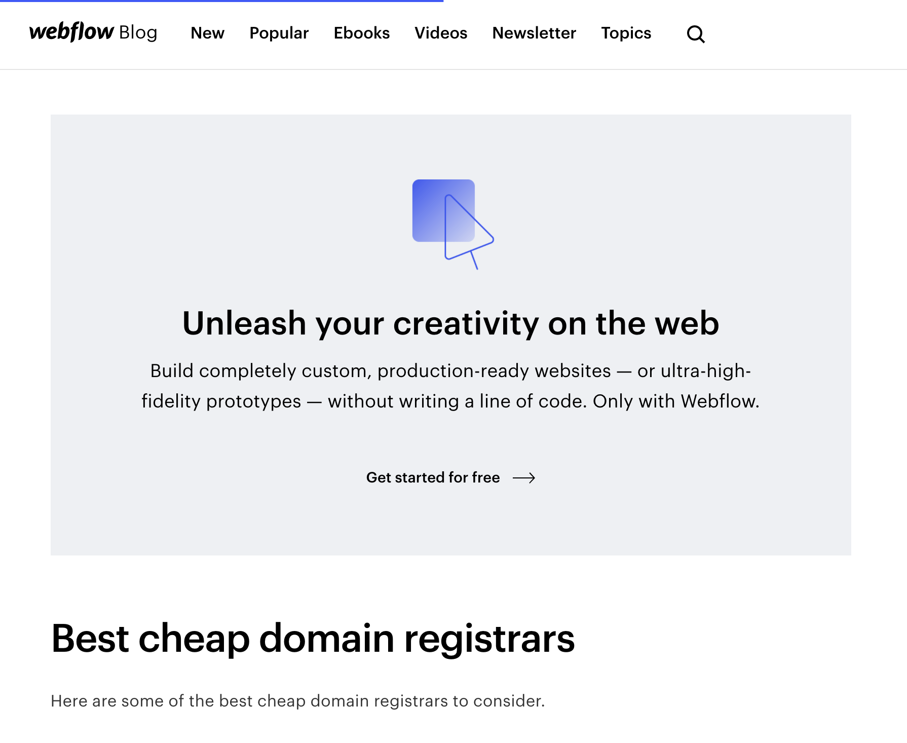 Webflow blog post for best cheap domain registrars