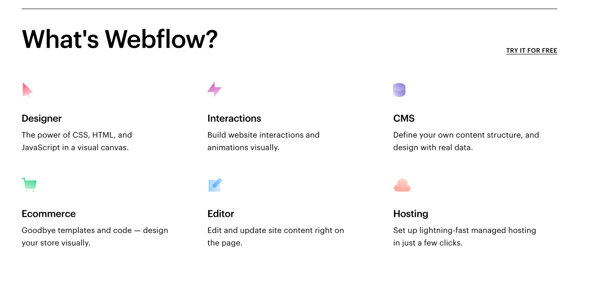 Webflow use case page