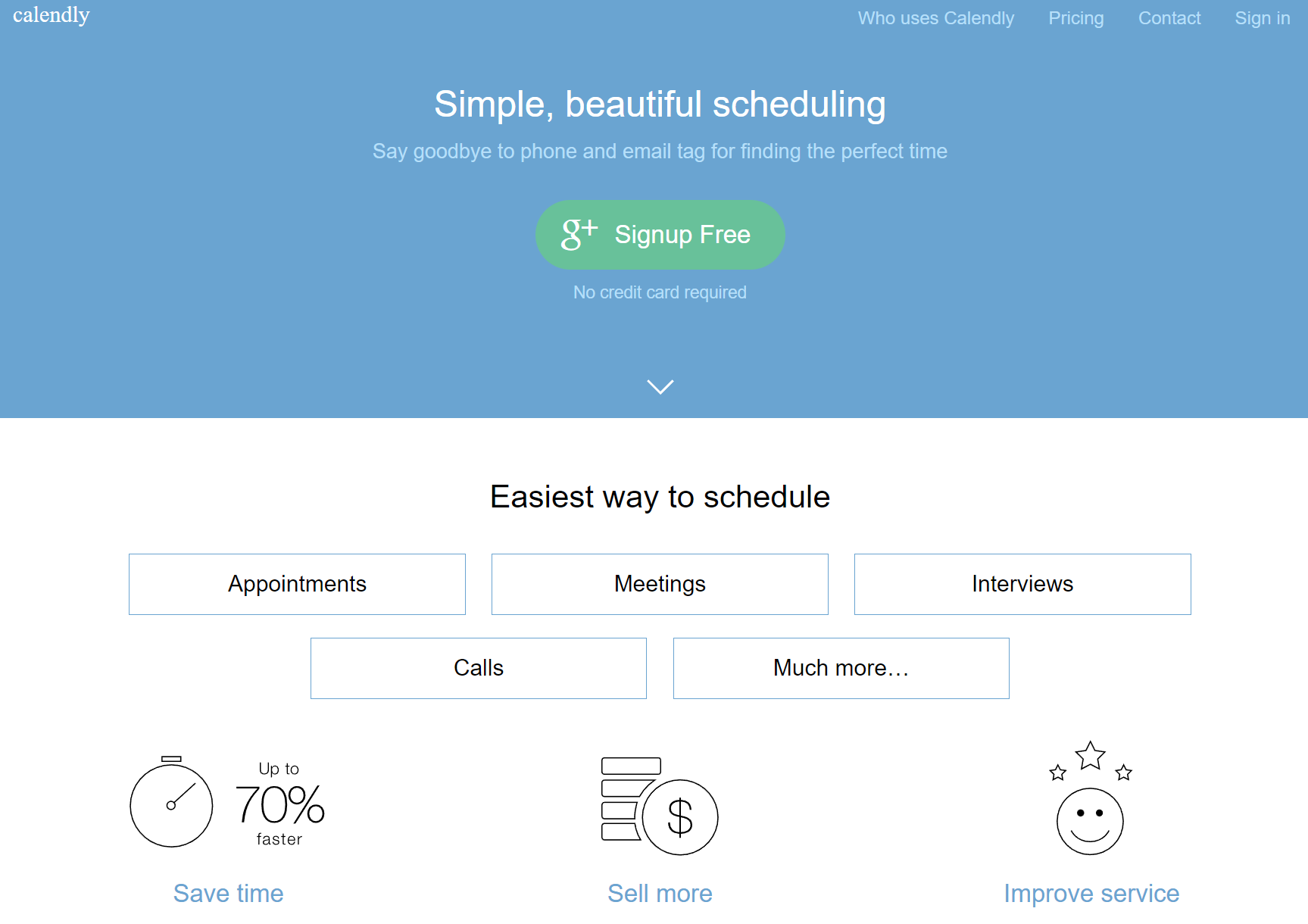 calendly's 2015 landing page