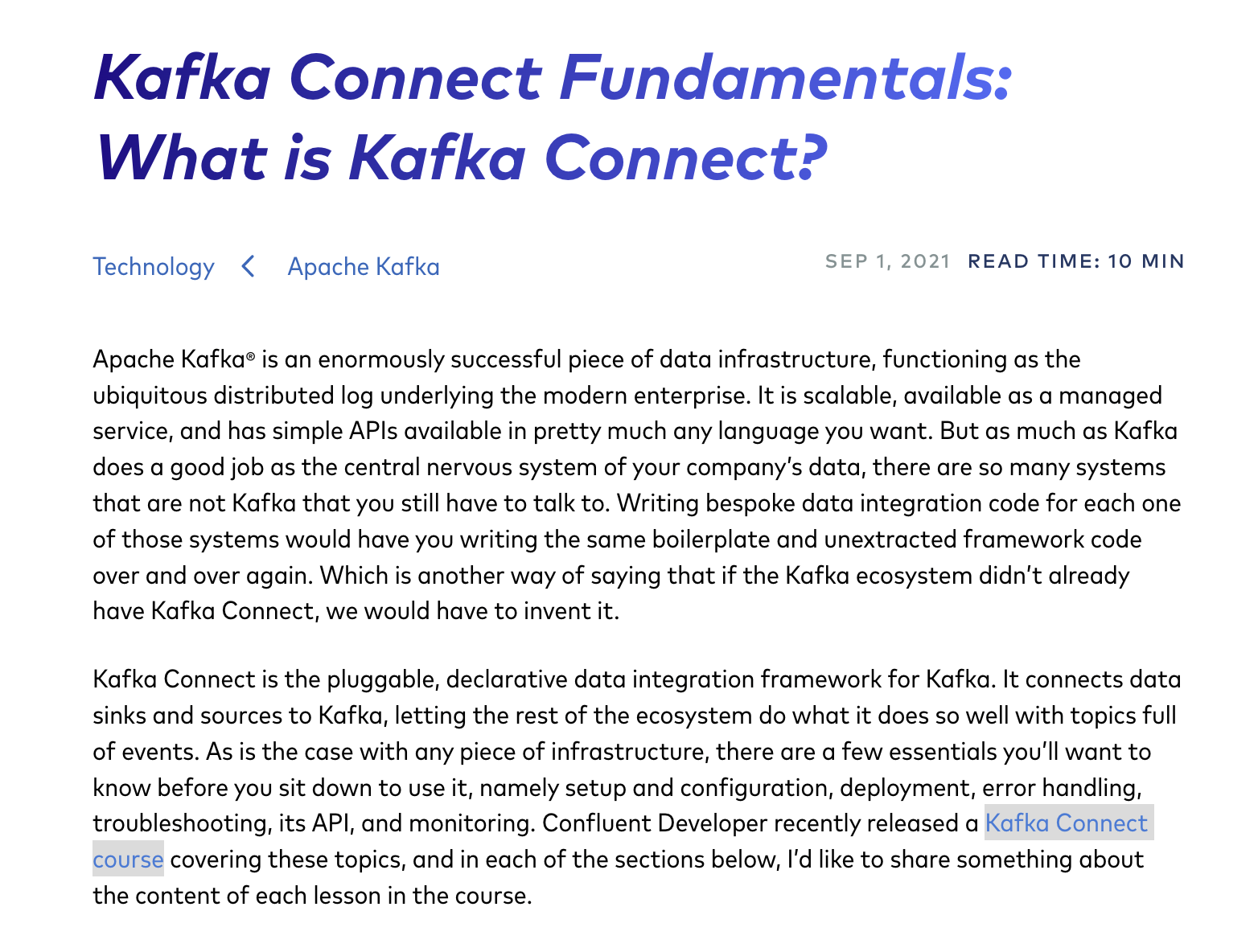 Confluent’s Kafka Connect tutorial blog post