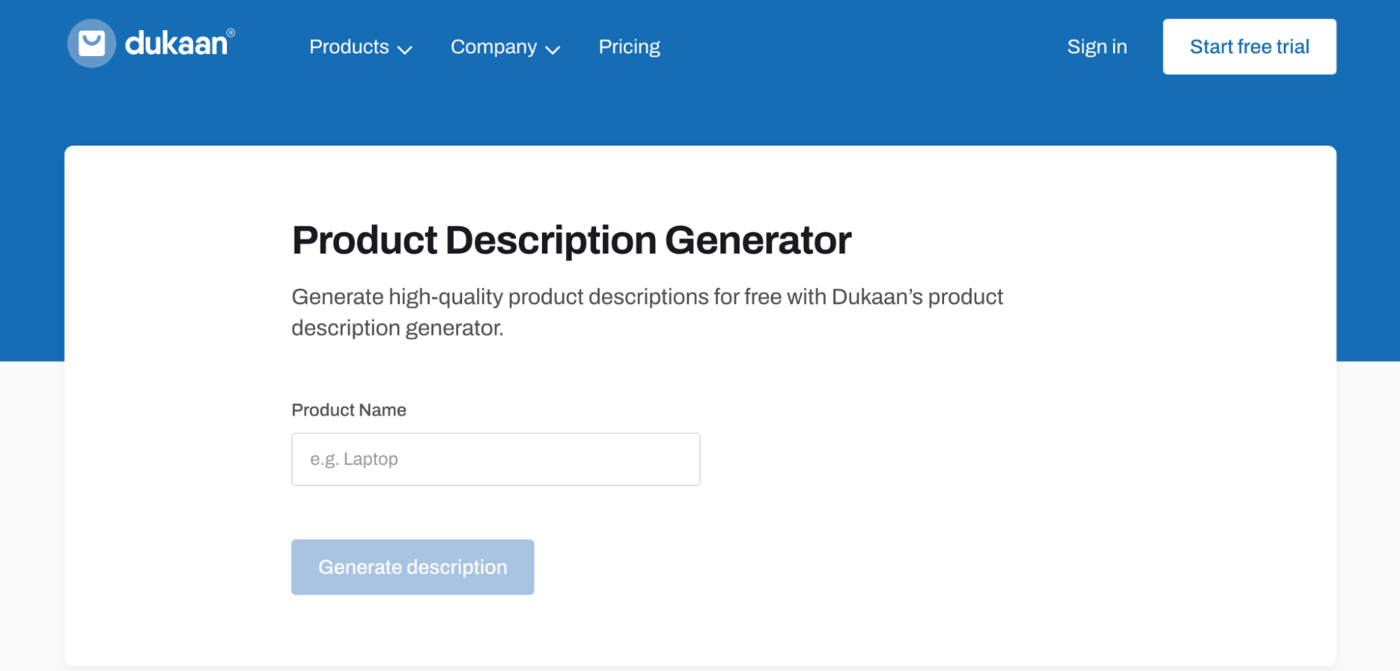 Dukaan Product Description Generator
