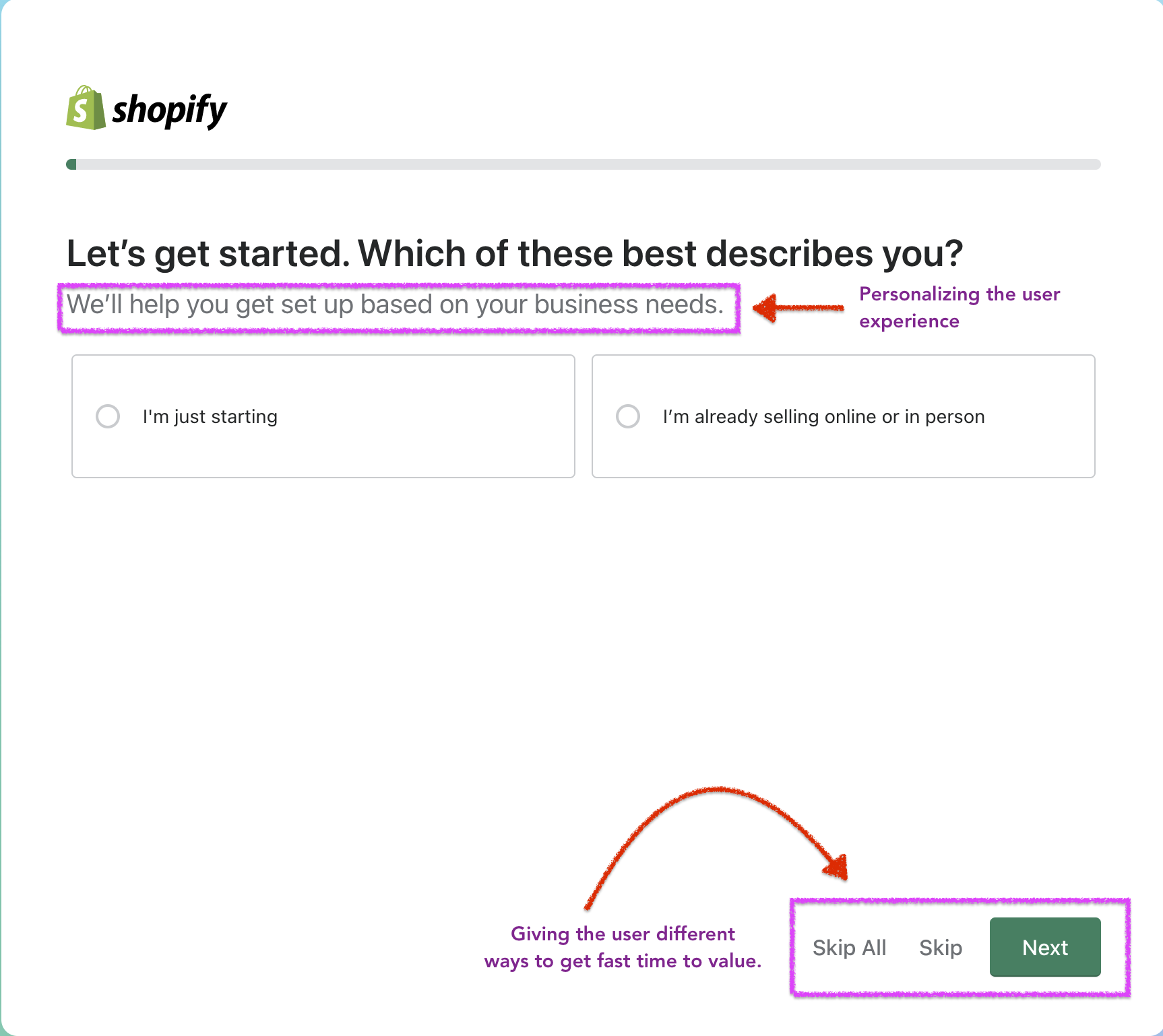 Shopify signup page