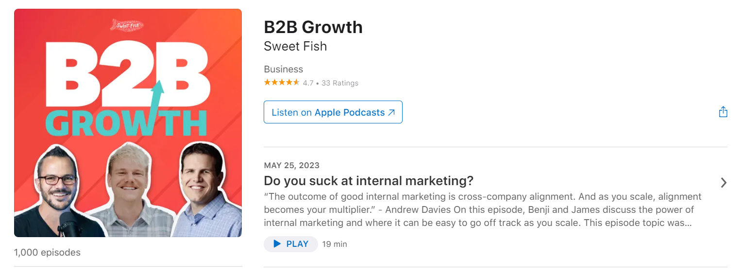 Chili Piper received backlinks from the B2B Growth podcast via Sounder.fm