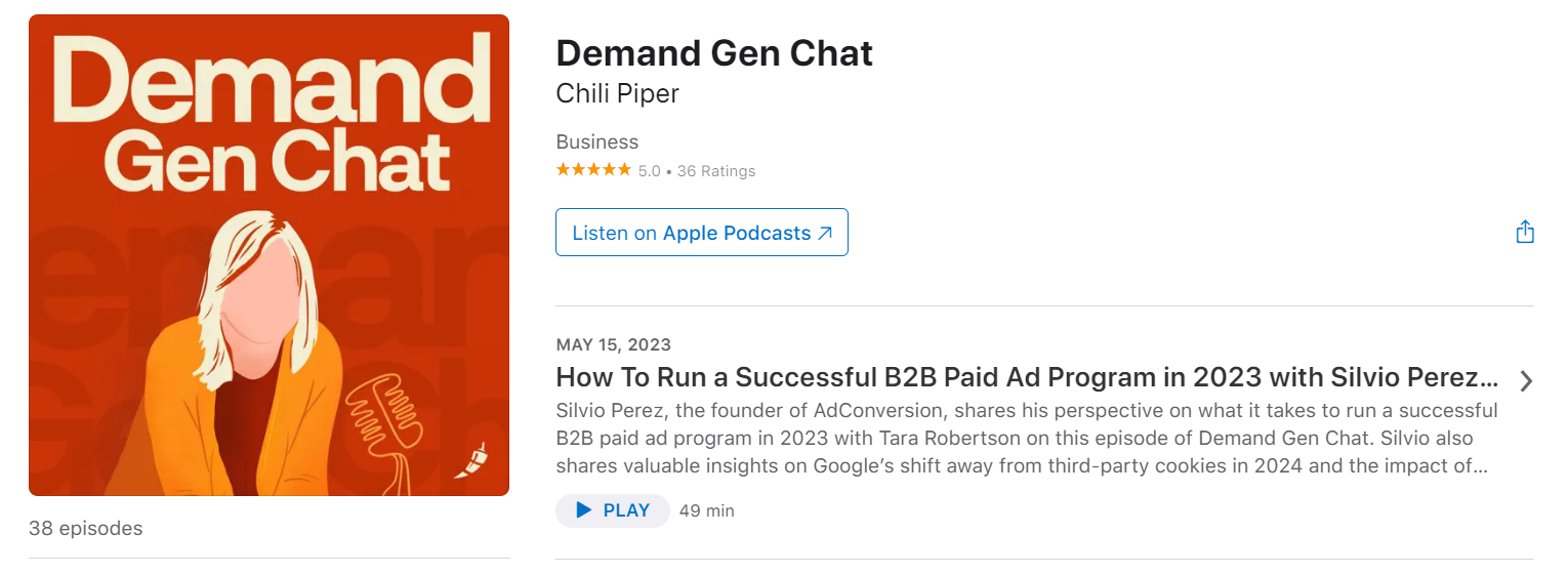 Chili Piper received backlinks from the Demand Gen Chat podcast via Sounder.fm