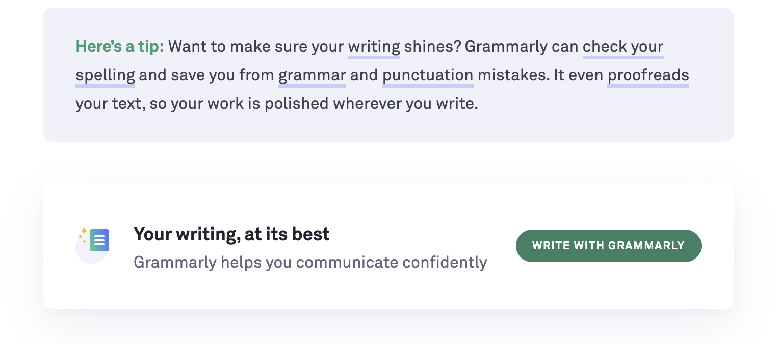 Grammarly inserts Pro-Tips in its blog content to help readers