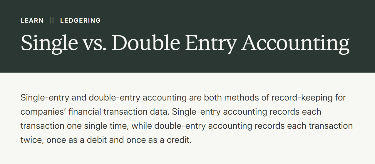 Summary section for Modern Treasury blog post on single and double entry accounting