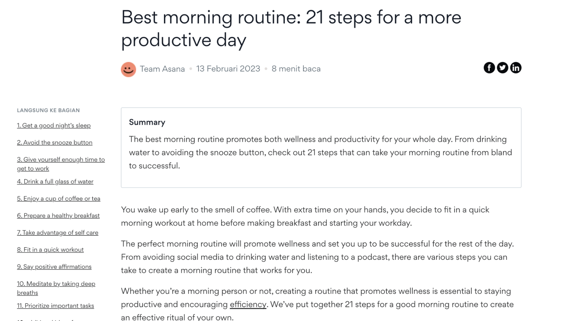 Asana morning routine blog post