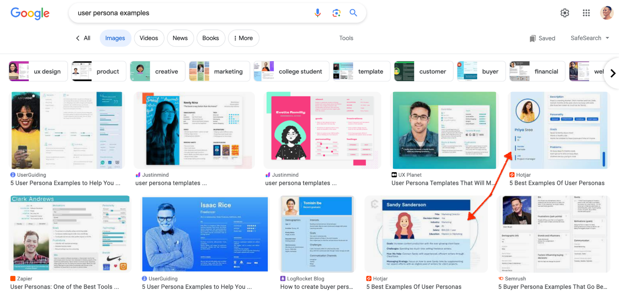 Hotjar on-page S E O - image search for user persona examples
